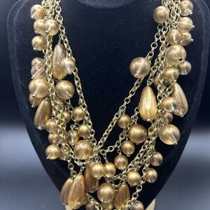 J.Crew Gold Cluster Multi-Strand Statement Necklace Beaded Necklace